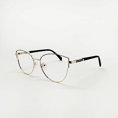 ÓCULOS DE GRAU TRITON EYEWEAR GATINHO METAL DOURADO