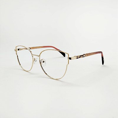 ÓCULOS DE GRAU TRITON EYEWEAR GATINHO METAL DOURADO