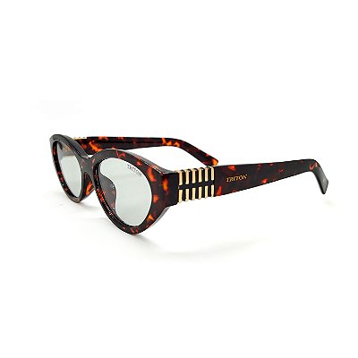 ÓCULOS DE SOL TRITON EYEWEAR OVAL ACETATO MARROM TARTARUGA