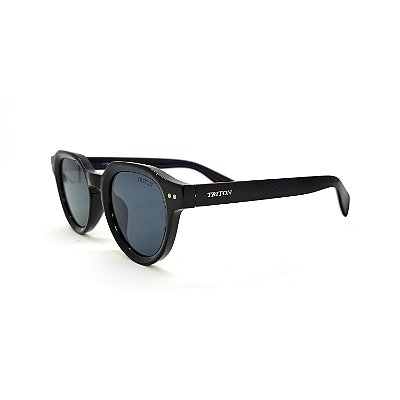 ÓCULOS DE SOL TRITON EYEWEAR REDONDO ACETATO PRETO