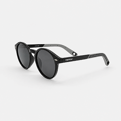 ÓCULOS DE SOL TRITON EYEWEAR POLARIZADO REDONDO ACETATO PRETO