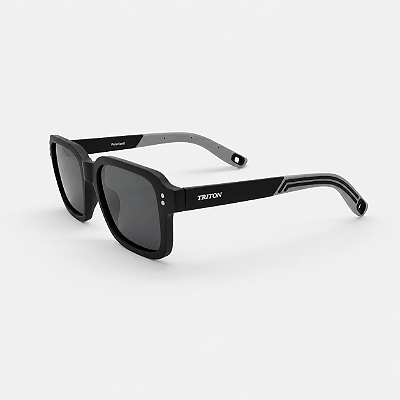 ÓCULOS DE SOL TRITON EYEWEAR POLARIZADO QUADRADO ACETATO PRETO FOSCO