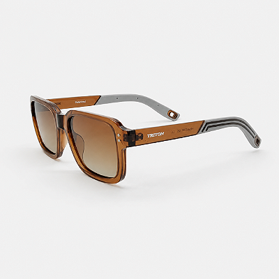 ÓCULOS DE SOL TRITON EYEWEAR POLARIZADO QUADRADO ACETATO MARROM