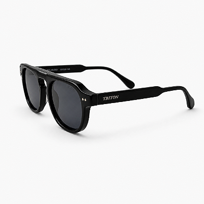 ÓCULOS DE SOL TRITON EYEWEAR REDONDO ACETATO PRETO