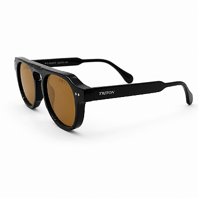 ÓCULOS DE SOL TRITON EYEWEAR REDONDO ACETATO PRETO
