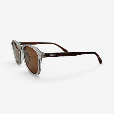 ÓCULOS DE SOL TRITON EYEWEAR QUADRADO ACETATO CINZA TRANSPARENTE