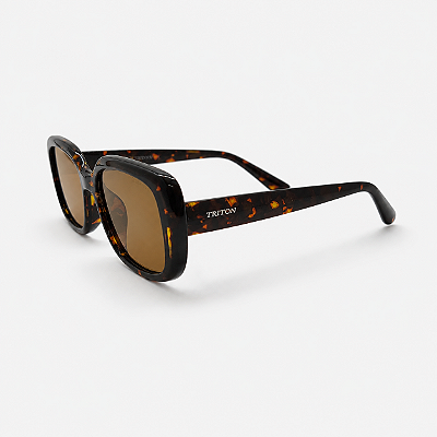 ÓCULOS DE SOL TRITON EYEWEAR RETANGULAR ACETATO MARROM TARTARUGA