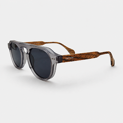 ÓCULOS DE SOL TRITON EYEWEAR REDONDO ACETATO CINZA