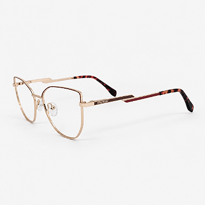 ARMAÇÃO DE GRAU TRITON EYEWEAR GATINHO METAL DOURADO COM MARROM