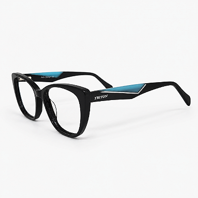 ARMAÇÃO DE GRAU TRITON EYEWEAR GATINHO ACETATO PRETO