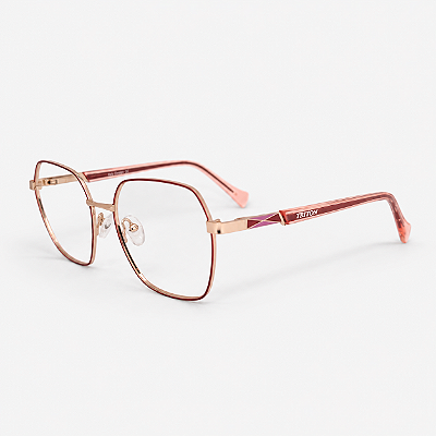 ARMAÇÃO DE GRAU TRITON EYEWEAR QUADRADO METAL PRETO COM VERMELHO