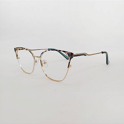 ARMAÇÃO DE GRAU TRITON EYEWEAR GATINHO METAL DOURADO