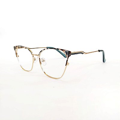ARMAÇÃO DE GRAU TRITON EYEWEAR GATINHO METAL DOURADO