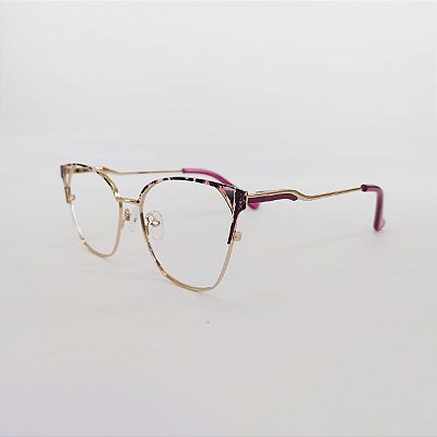 ARMAÇÃO DE GRAU TRITON EYEWEAR GATINHO METAL DOURADO