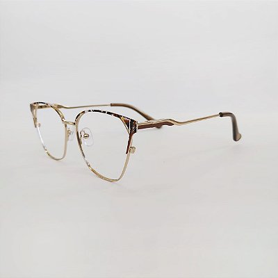 ARMAÇÃO DE GRAU TRITON EYEWEAR GATINHO METAL DOURADO