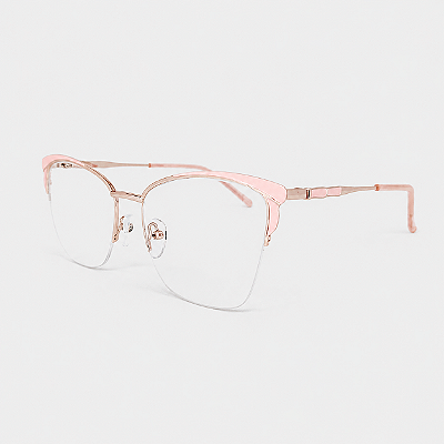 ARMAÇÃO DE GRAU TRITON EYEWEAR GATINHO METAL DOURADO COM ROSA