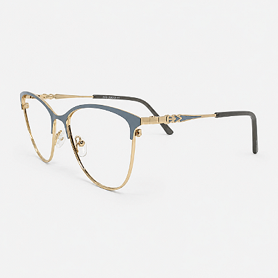 ARMAÇÃO DE GRAU TRITON EYEWEAR GATINHO METAL DOURADO COM AZUL