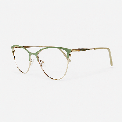 ARMAÇÃO DE GRAU TRITON EYEWEAR GATINHO METAL DOURADO COM VERDE