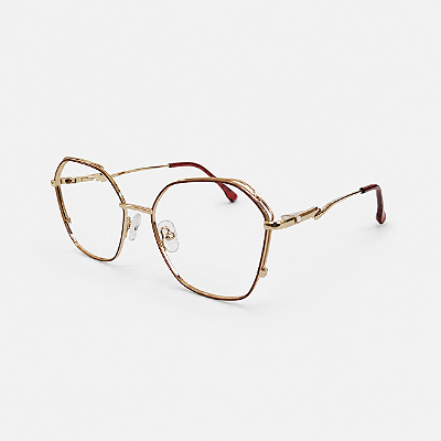 ARMAÇÃO DE GRAU TRITON EYEWEAR HEXAGONAL METAL DOURADO COM MARROM