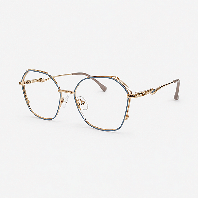 ARMAÇÃO DE GRAU TRITON EYEWEAR HEXAGONAL METAL DOURADO COM CINZA