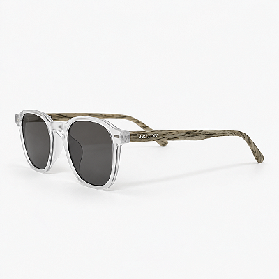 ÓCULOS DE SOL TRITON EYEWEAR QUADRADO ACETATO BRANCO TRANSPARENTE