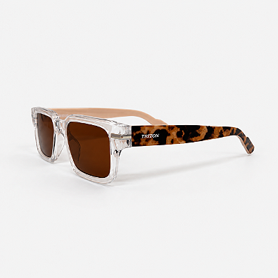 ÓCULOS DE SOL TRITON EYEWEAR QUADRADO ACETATO BRANCO TRANSPARENTE
