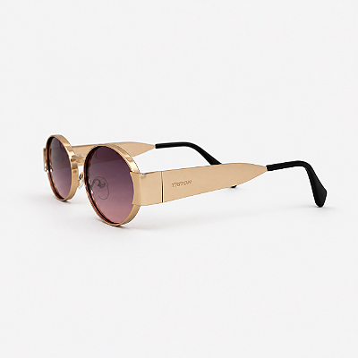 ÓCULOS DE SOL TRITON EYEWEAR OVAL METAL DOURADO