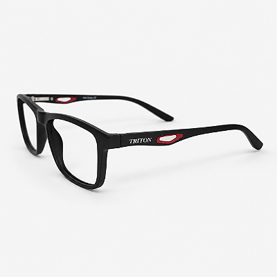 ARMAÇÃO DE GRAU CLIP-ON TRITON EYEWEAR RETANGULAR ACETATO PRETO