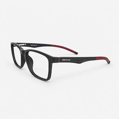 ARMAÇÃO DE GRAU CLIP-ON TRITON EYEWEAR RETANGULAR ACETATO PRETO
