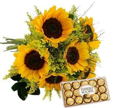 Ramalhete de Girassol com Ferrero Rocher