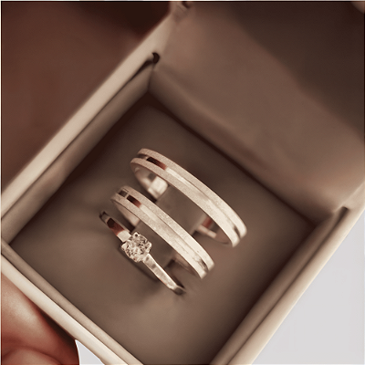 Aliança de Prata 950 Tradicional Essência ZAPHIRA 3mm Com Anel Solitário de Brinde Aliança só Love