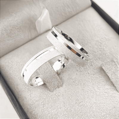 Aliança de Prata 950 Tradicional Essência MIREV 5mm Com Anel Solitário de Brinde Aliança só Love