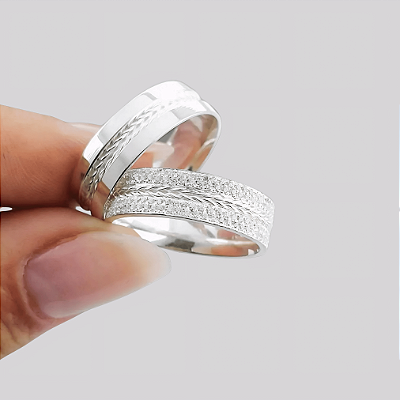 Aliança de Prata 950 Premium Kyoto Com Anel Solitário de Brinde Aliança só Love