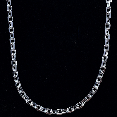 Corrente Masculina de Prata 925 Elo Cartier Cadeado – 4mm Fina e Estilosa | Alianças Só Love