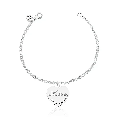 Pulseira feminina Prata Personalizada Nascimento do seu filho
