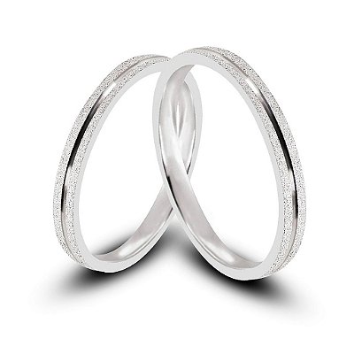 Aliança de Prata 950 Essência Lumina 2mm Com Anel Solitário de Brinde Aliança só Love