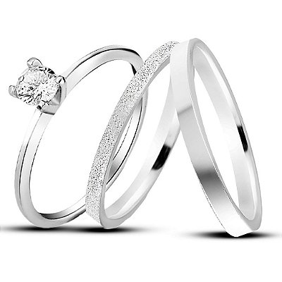 Aliança de Prata 950 Tradicional Essência Arvella 2mm Com Anel Solitário de Brinde Aliança só Love