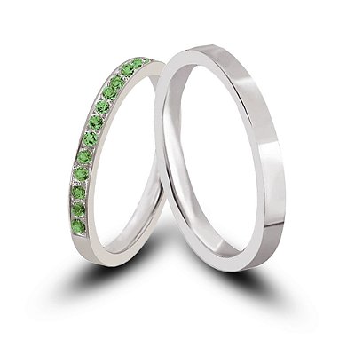 Aliança de Prata 950 Cravejada Clyssia Brilho Eterno Com Anel Solitário de Brinde Aliança só Love