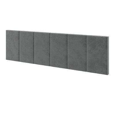 Cabeceira Casal Suede Almofadada Conforto Cinza