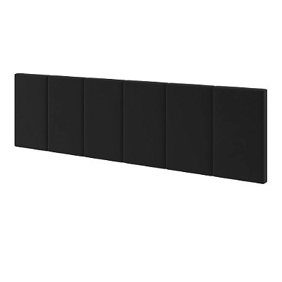 Cabeceira Casal Suede Almofadada Conforto Preto