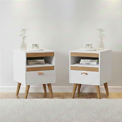 Kit Mesa Cabeceira 2 Unidades Branco Ype Branco
