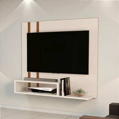 Painel De Tv Sala Moderno Nicho Supenso Off White Nature