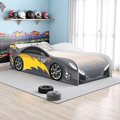 Cama Solteiro Glow Velocista Chumbo