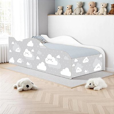 Cama Mobili Solteiro Nuvem Cinza