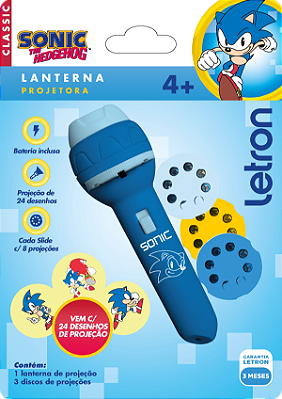 LANTERNA PROJETORA SONIC BLISTER C/ 1 UND + 3 SLIDES - LETRON