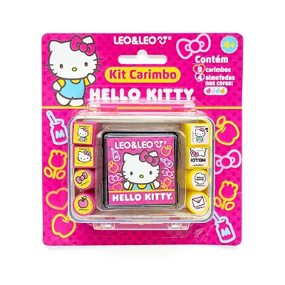 KIT CARIMBO HELLO KITTY - MALETA C/ 8 CARIMBOS + 1 ALMOFADA - LEO&LEO