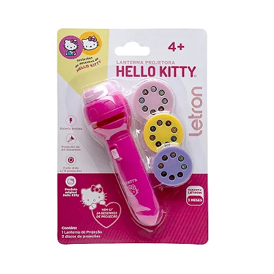 LANTERNA PROJETORA HELLO KITTY BLISTER C/ 1 UND + 3 SLIDES - LETRON