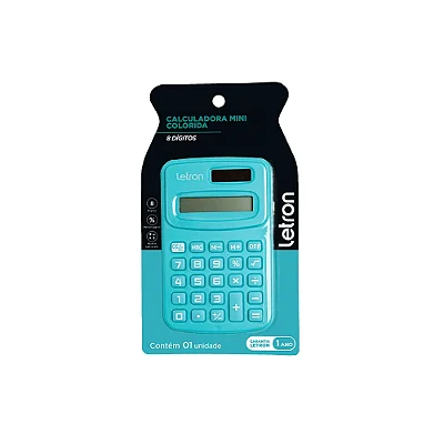 CALCULADORA 8 DIGITOS COLORIDA AZUL - LETRON