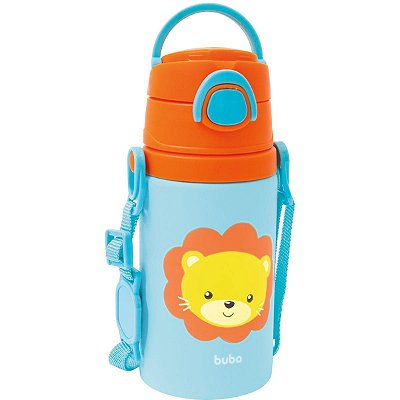 GARRAFA DE ALUMINIO ANIMAL FUN LEAO FLIPTOP 450ML - BUBA