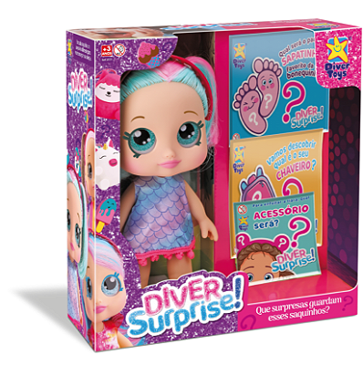 BONECA DIVER SURPRISE C/ 3 SURPRESAS 32CM - DIVER TOYS